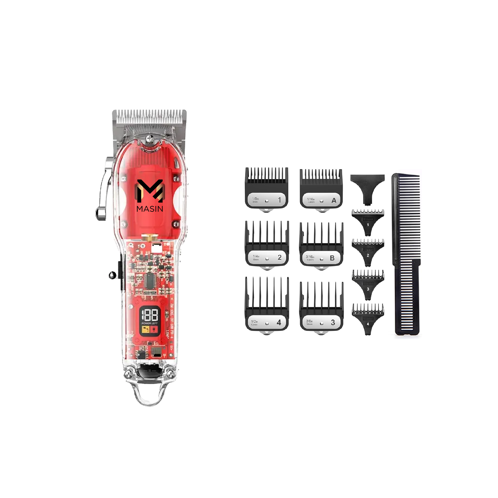 Masin Crystal M-1761 Professional Hair Clipper for Barbers - 6500 RPM